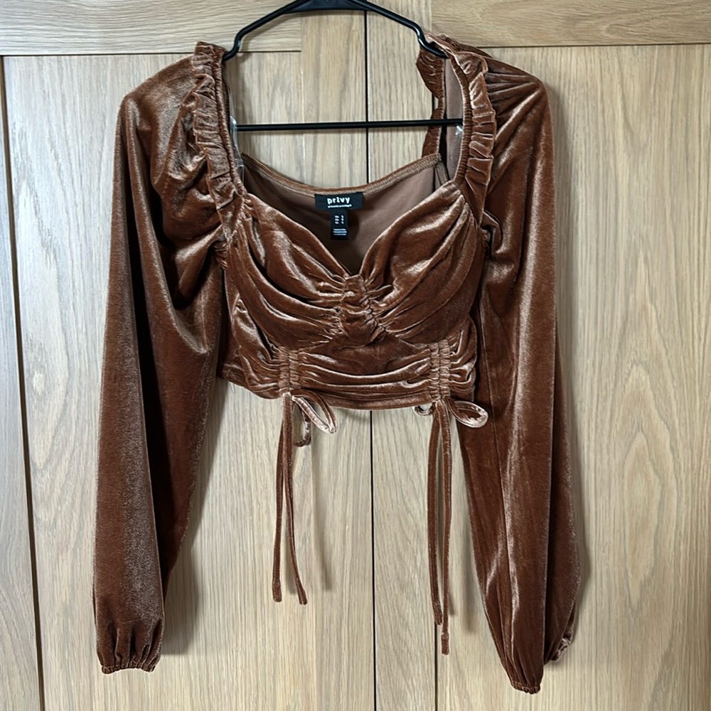 Privy Velvet crop top Size S